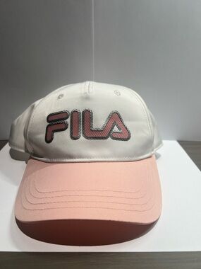 Fila White and Light Pink Logo Cap